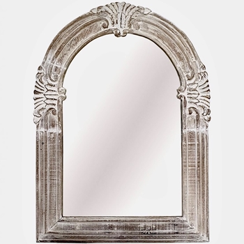 33W/45H Mirror - Emma Dome  White Rubbed Mango Wood