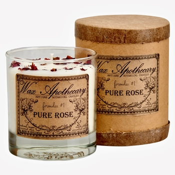 Wax Apothecary - Boxed Pure Rose Candle 7OZ 35HR - Coconut Wax, Essential Oil & Dried Flora