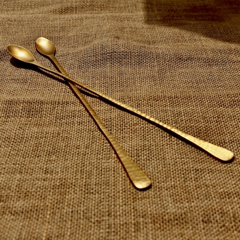 Spoon - Tasting 12in Matt Gold finish Set of 2  **Hand Wash & Dry No Abrasives