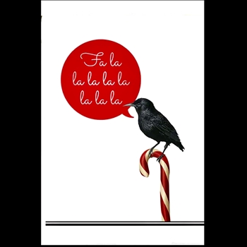 Tea Towel - Crow Candy Cane  FA LA LA Flour Sack Cotton 30in Sq