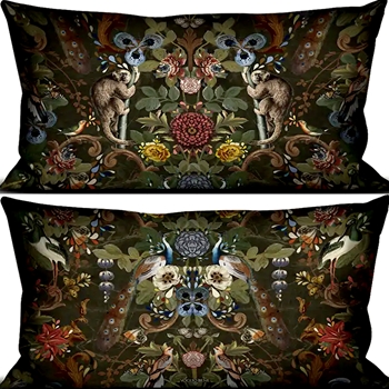 Voglio Bene France - Velvet Cushion Jungle 26x16in - Synthetic Down Insert