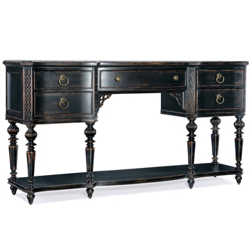 Buffet - Charleston Ebony 5 Drawer Break Front 74x18x38in