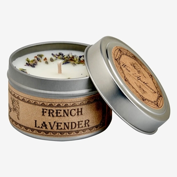 Wax Apothecary - Travel Tin 2 inch French Lavender Candle 4OZ 15HR - Coconut Wax, Essential Oil & Dried Flora