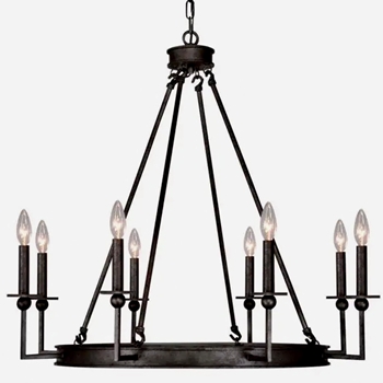 Chandelier - Florian Smoked Black Iron 8 Arm E12 32W/29H