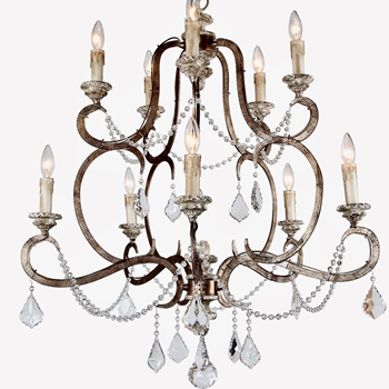 Chandelier - Ballerina Rustic Silver & Crystals 5 Arm E12 33W/37H