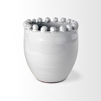 Vase - Pom Pom Basin SM  8W/9H Oyster White