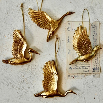 *Bird - Ornament Heron Gold 7x5in Assorted sold individually