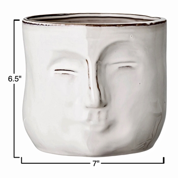 *Planter - Face Pot 7x7x6H White Ceramic