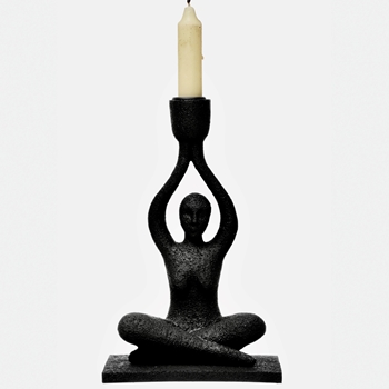 Candlestick - Yogi Black Iron 6x4x9in