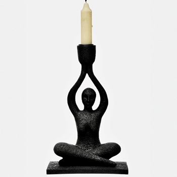 *Candlestick - Yogi Black Iron 6x4x9in