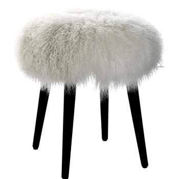 Stool - Wooly Sheepskin 17x19 Black & White