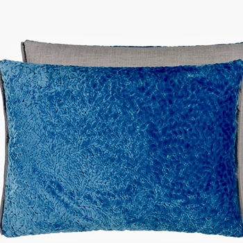 *Designers Guild Cushion - Cartouche Azure Cut Velvet 24x18in. Luxurious Down Insert.