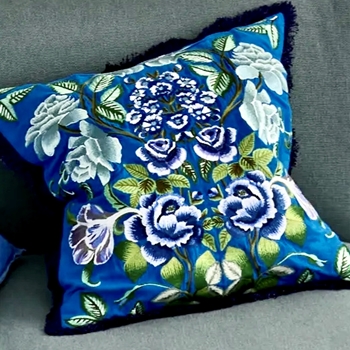 Designers Guild Cushion - Eleonora Embroidered  Cobalt 22in SQ