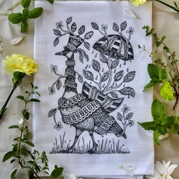 Tea Towel - M. Myrick Goose Parade Flour Sack 28in SQ