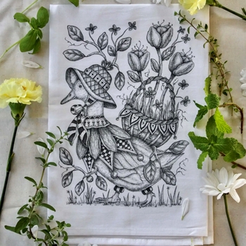 Tea Towel - M. Myrick Duck Parade Flour Sack 28in SQ