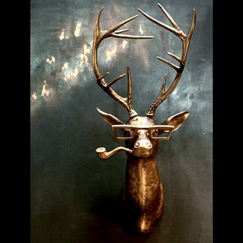 E+E Wall Mount Figure Frankie Deer 13W/8D/47H Antique Gold Cast Aluminium