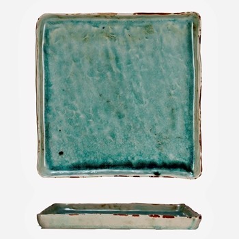 Tray - Rustic Ceramic Turquoise Glaze 11in SQ