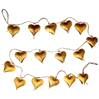Garland - Gold Heart Bells 72in
