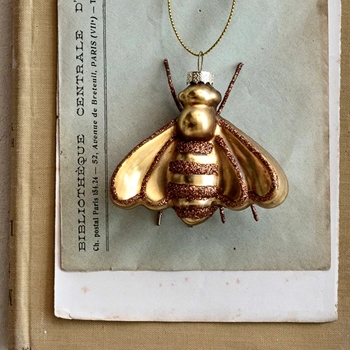 Ornament - Glass Bee Gold 3in