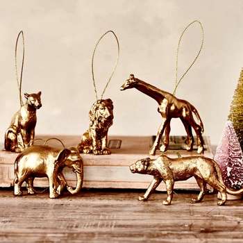 Ornament - Gold Safari Animals 2.5in 5ast sold Individually