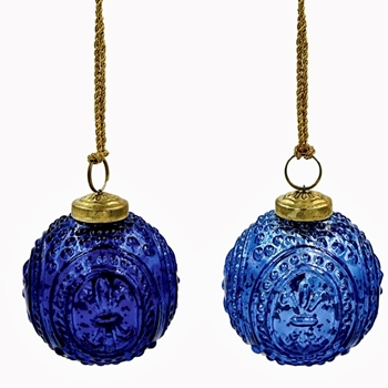 Kugel - Cobalt Embossed Glass 3in