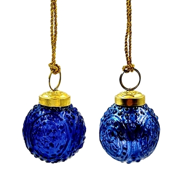 Kugel - Cobalt Embossed Glass 2in