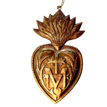 Ornament - Heart Milagro Flame Gold 12in