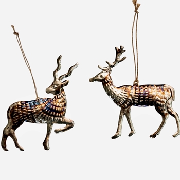 Ornament - Reindeer & African Kudu Oxidized Metal 5.5in Sold Individually