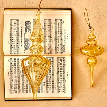 Ornament - Finial Gold Glass 2 Styles Sold Individually