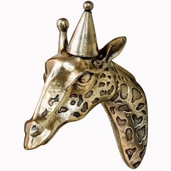 Bust - Giraffe Wall Mount 11x14in Gold Finished Metal