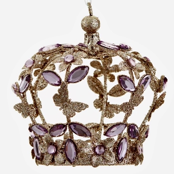 Ornament - Crown 4in Violet Gemstone - Xm3383-PU/GO
