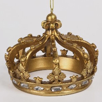 Ornament - Crown 3in Gold Diamond Gemstone - XM0024-GO/AT
