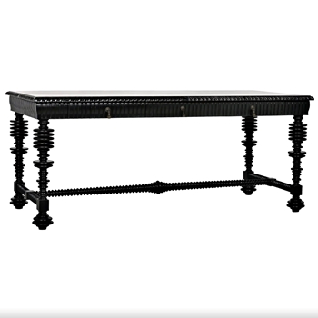 Desk - Portuguese Black LG  72W/32D/31H Hand Rubbed Black Solid Mahogany