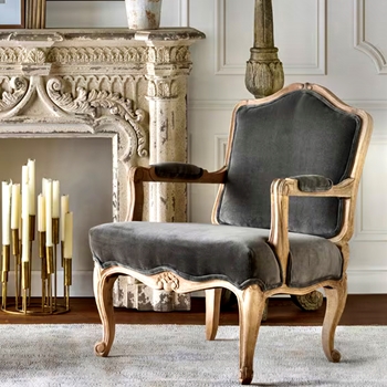 Armchair Bergere Chloe - Graphite Velvet, Oak Frame 30W/25D/38H