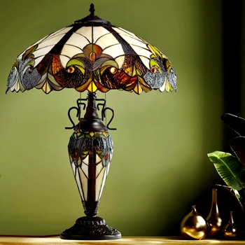 Lamp - Halston Stained Glass Tiffany Style 18x24in