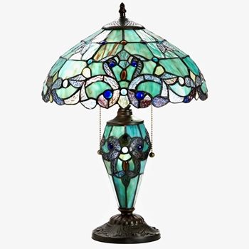 Lamp - Green Magna Stained Glass Tiffany Style 14x20in