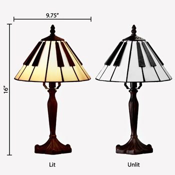 Lamp - Piano Keys Stained Glass Tiffany Style 10x16in