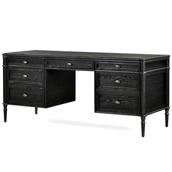 Desk - Toulouse 7 Draw Distressed Black - Oak Solids & Veneers 70W/27D/31H