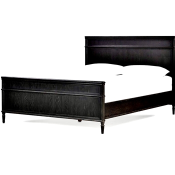 Bed - Toulouse Queen Black 66x86x48H -  Solid & Veneer Oak Wood