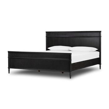 Bed - Toulouse King Black 82x86x48H -  Solid & Veneer Oak Wood