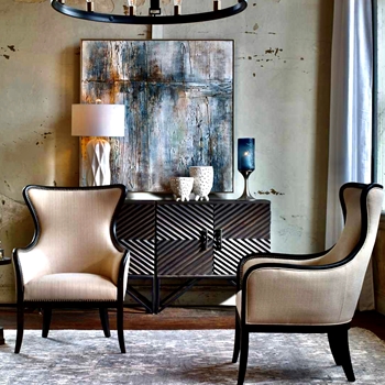 Chair Wing - Sandy Oyster Upholstery / Weathered Black Oak 29x30x41in