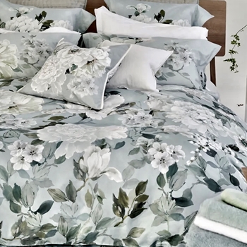 Designers Guild Duvet & Shams - Fleur Blanche - Platinum - 100% Linen, Soft Laundered
