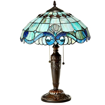 Lamp - Jasmine  Blue  Stained Glass Tiffany Style 10x22in