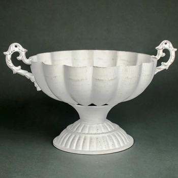 Urn - Fluted White Metal  15W/8H
