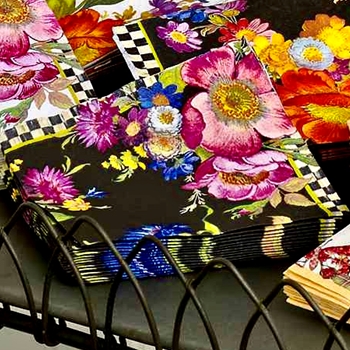 Flower Market Black Paper Napkin Beverage 5in