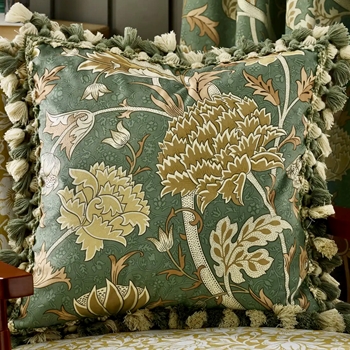 Cushion - Cray  Sage  Floral Tasseld 22SQ - Feather Rich Insert