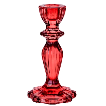 Alice -  Glass Taper Candlestick Ruby Red 6in (hand wash)