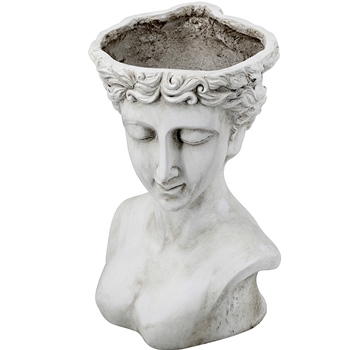 Urn - Bust of Athena Planter Antique White Resin 14x20in