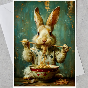 Greeting Card - Rabbit  & Ramen Noodles