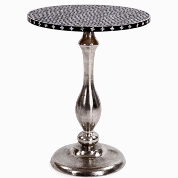 Accent Table - Nickel Base / Bone inlay top 18x23in
